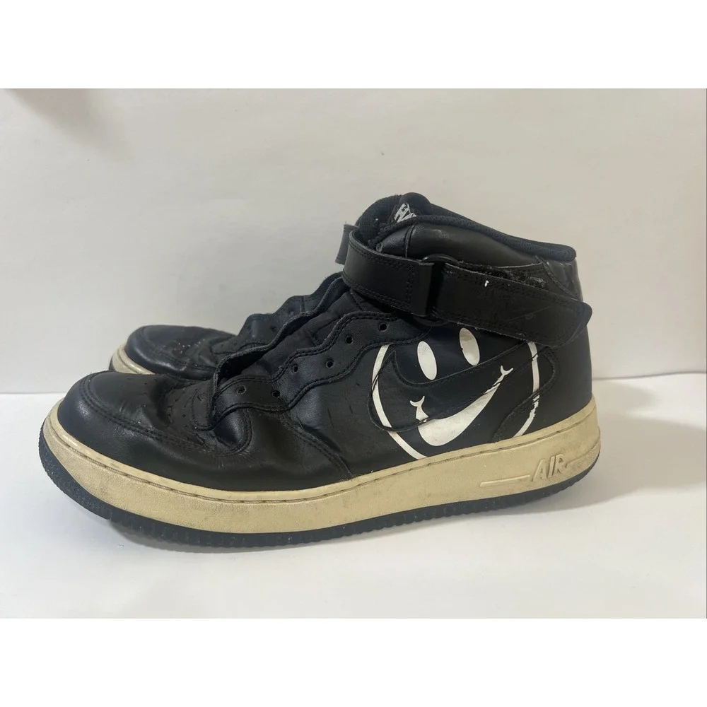 Rare Nike‎ Air Force 1 Mid Have Nike Day AO2444-001 Men Sz 12 Black Smiley Shoes